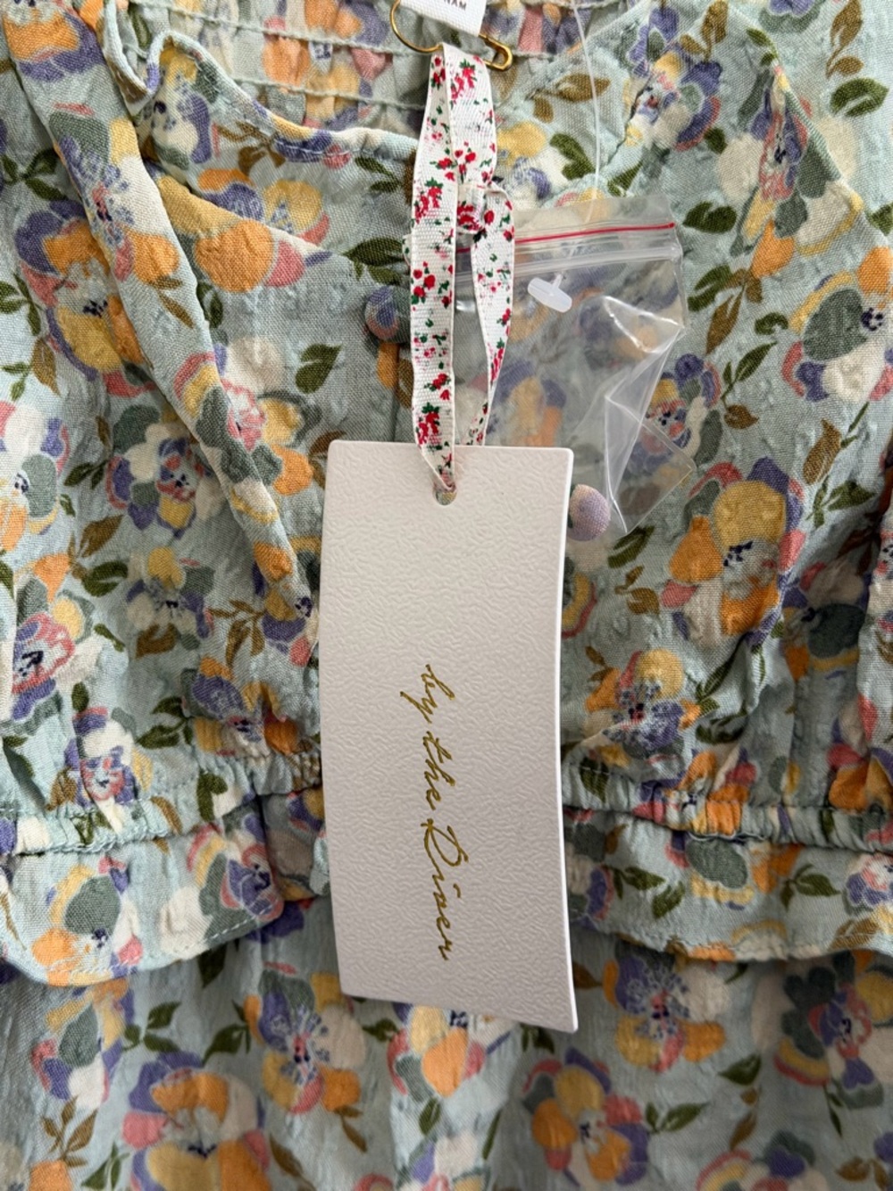 By the River Floral Puff-Sleeve Midi Dress Women’s Size Medium Multicolored - Picture 8 of 10